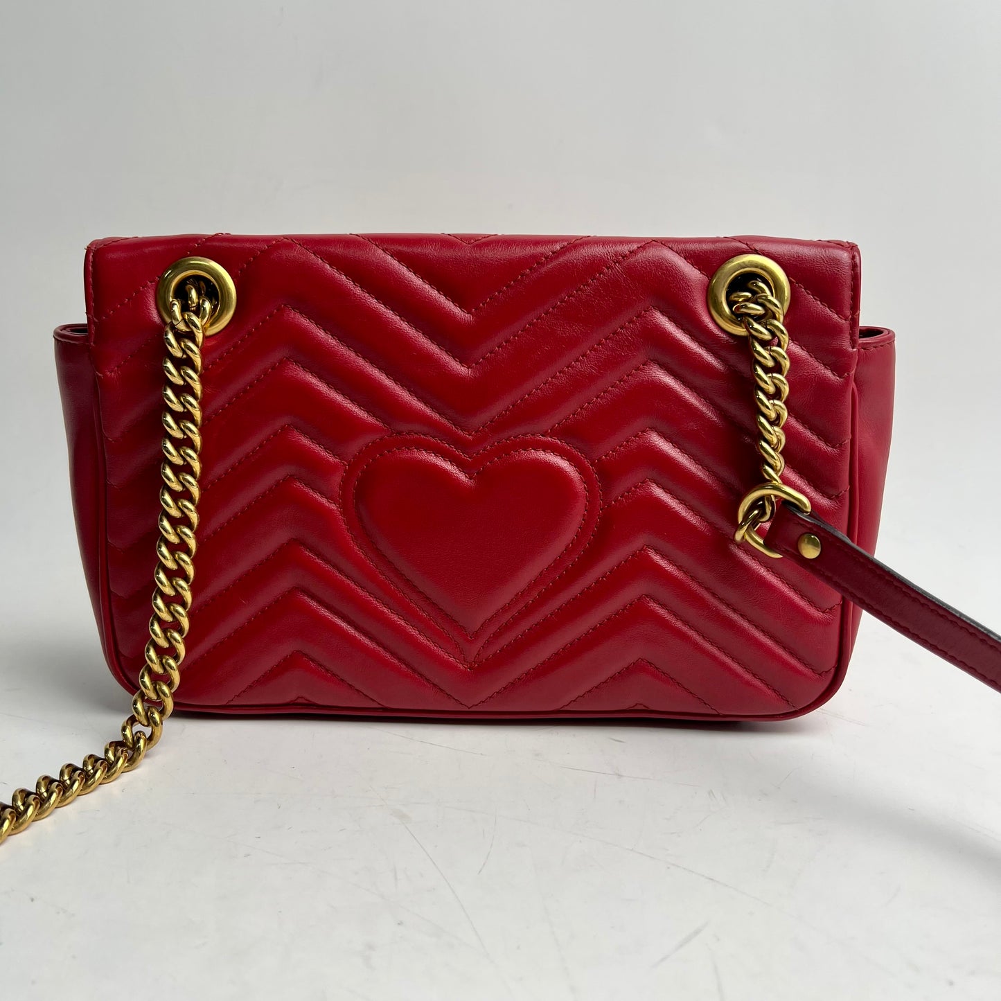 Gucci GG Marmont Red Calfskin Shoulder Bag - HZ