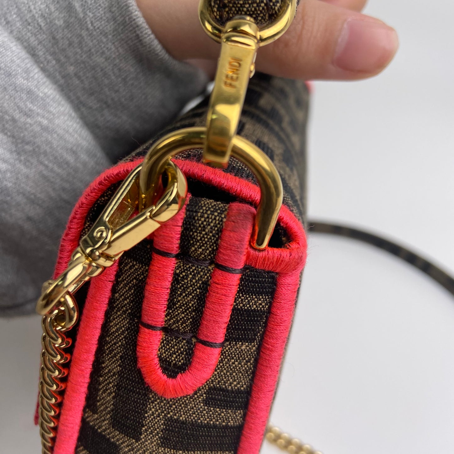 Pre-owned FENDI Canvas Shoulder Bags Baguette Mini FF Brown Shoulder Bag-HZTT