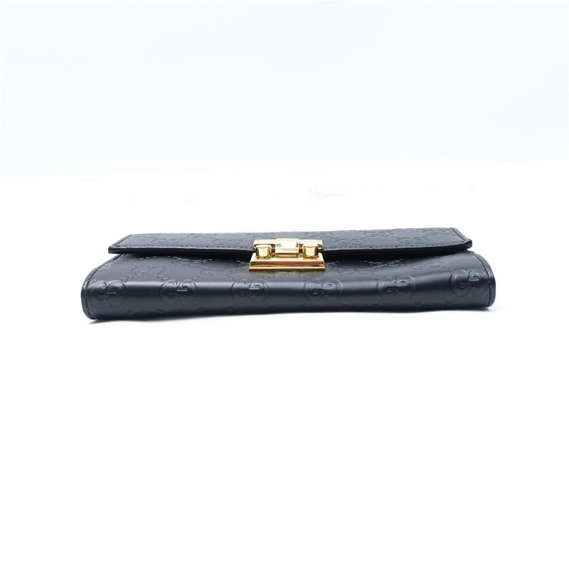 Pre-owned Gucci Padlock Black GG Embossed Calfskin Shoulder Bag