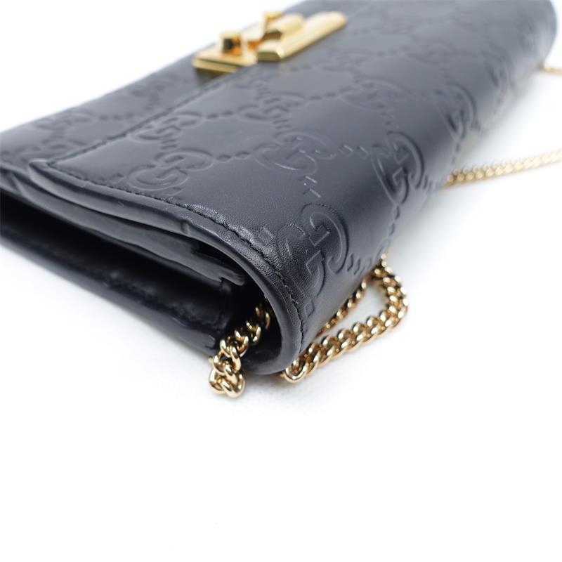 Pre-owned Gucci Padlock Black GG Embossed Calfskin Shoulder Bag