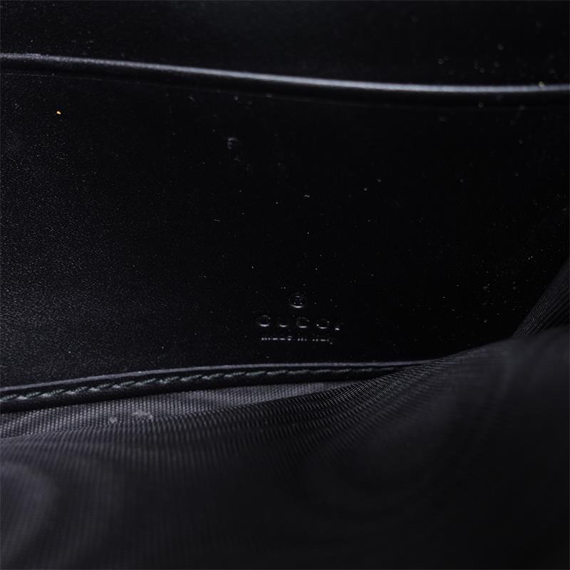 Pre-owned Gucci Padlock Black GG Embossed Calfskin Shoulder Bag