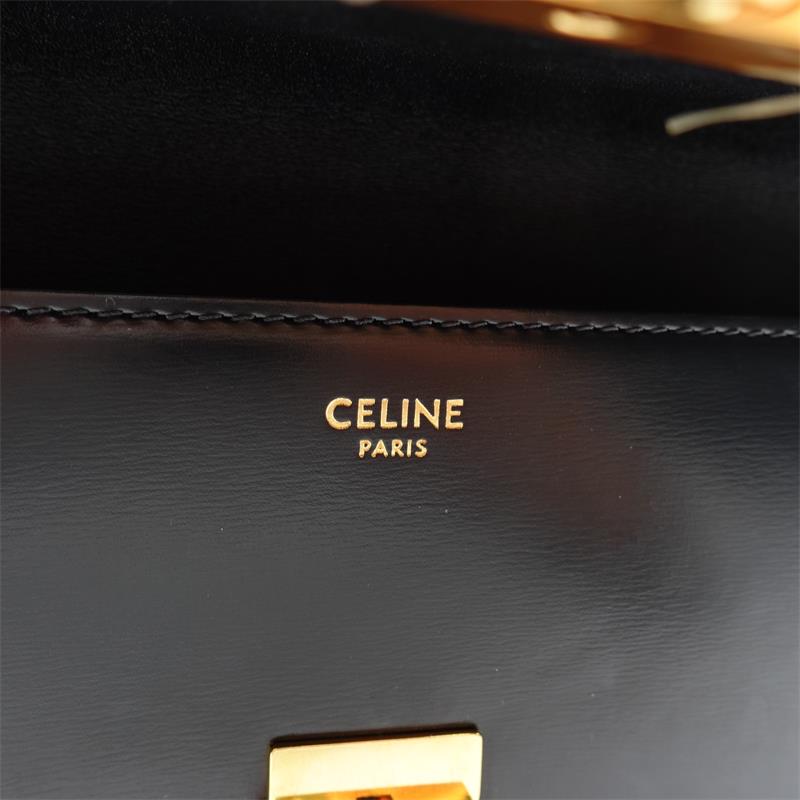 Pre-owned Celine Triomphe Black Calfskin Shoulder Bag