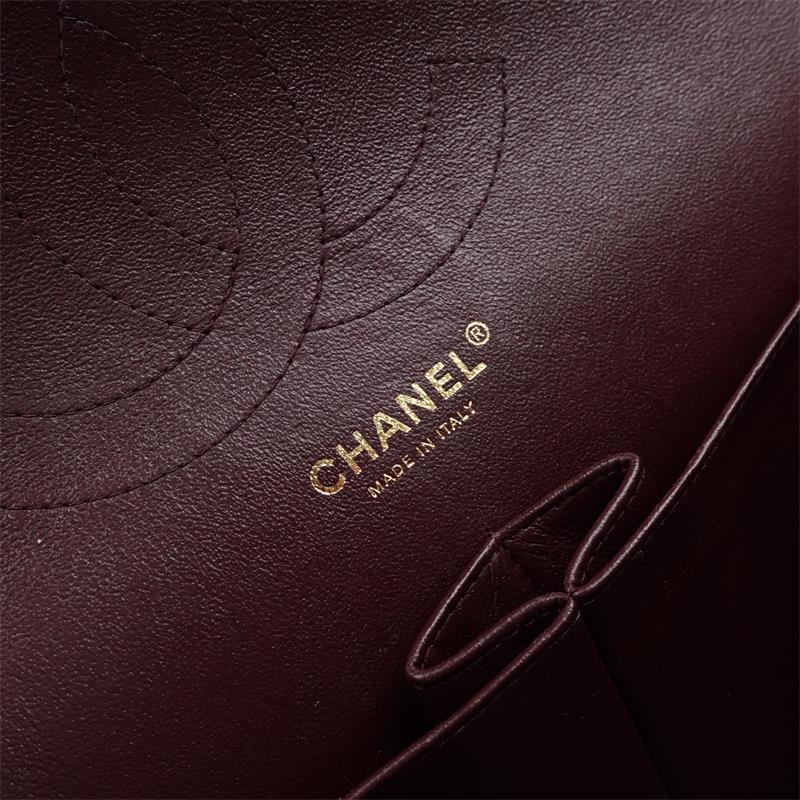 Pre-owned Chanel CF Jumbo Black Calskin Shoulder Bag-TS