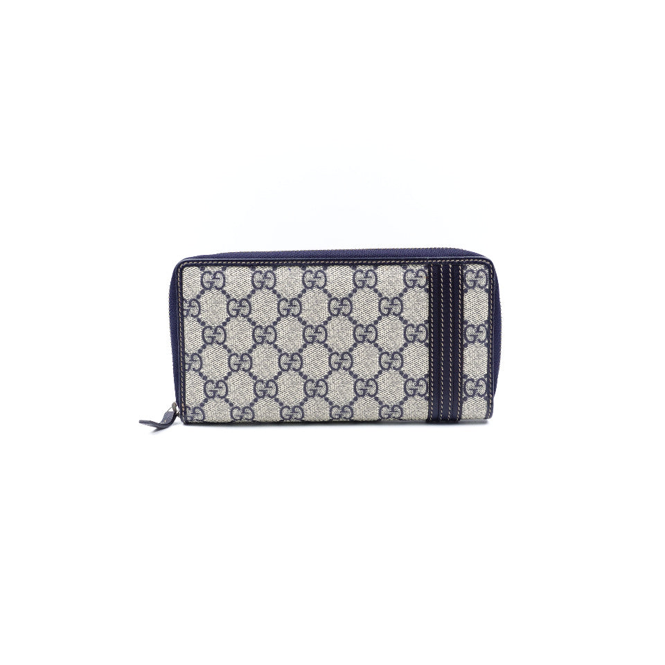 Pre onwed Gucci Blue Coated Canvas Long Wallet