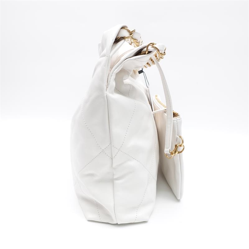 Pre-owned Chanel 22 Bag White Calfskin Tote