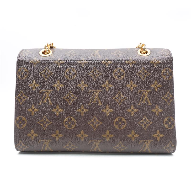 Pre-owned Louis Vuitton Victoire Monogram Brown & Navy Coated Canvas Shoulder Bag - HZ