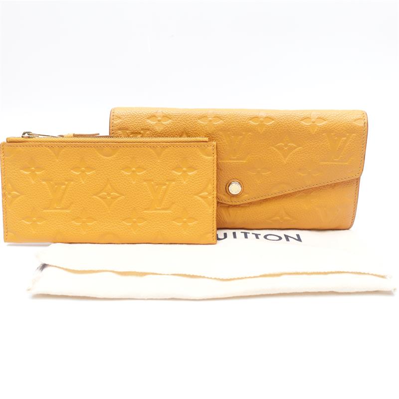 【DEAL】Pre-owned Louis Vuitton Calfskin  Sarah Yellow Monogram Empreinte Leather Long Wallet