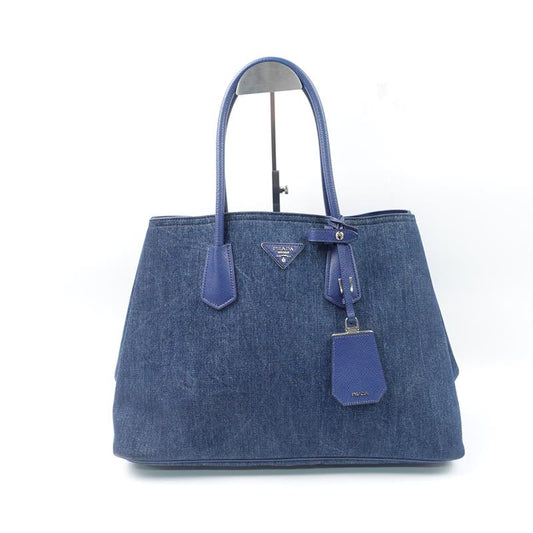 Pre-owned Prada Double Blue Denim Tote