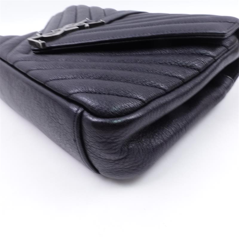 Pre-owned Saint Laurent Black College Calfskin Shoulder Bag