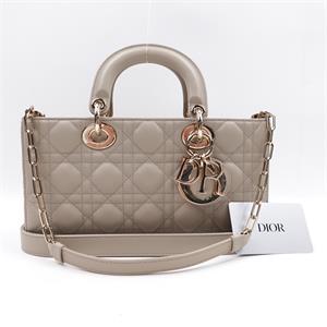 Dior lady five-check khaki sheepskin shoulder bag