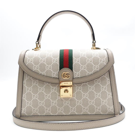 Pre-owned Gucci White Ophidia Coated Canvas Shoulder Bag-HZ