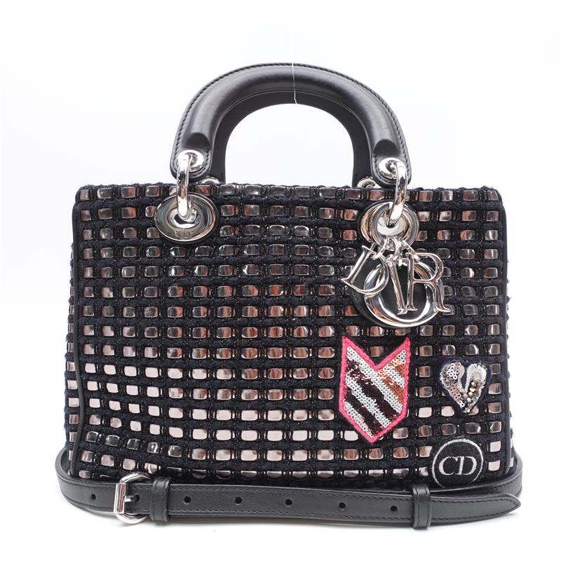 Pre-owned Dior VIP Small Metallic Tweed Shoulder Bag