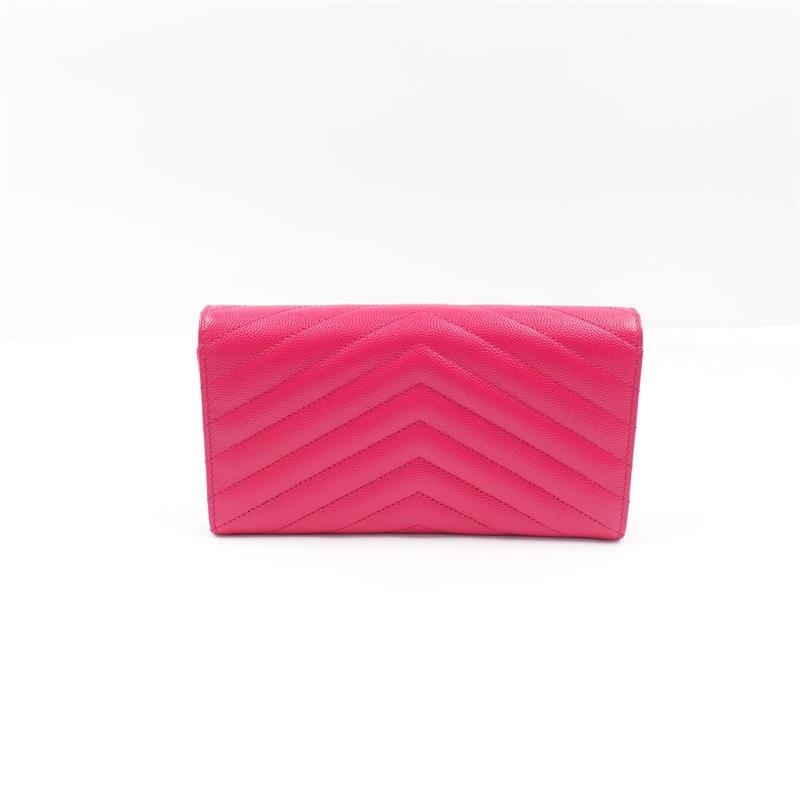 Pre-owned Saint Laurent Pink Calfskin Short Wallet