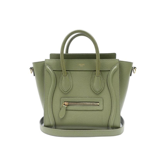 Celine Luggage Green Calfskin Tote Bag