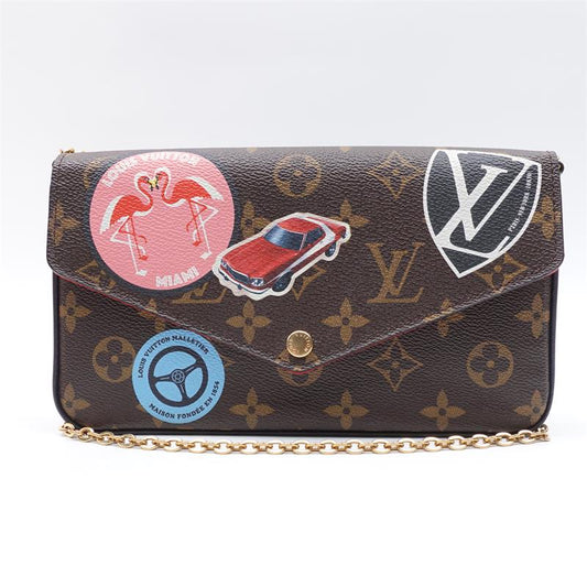 【deal】Pre-owned Louis Vuitton Pochette Felicie Monogram Brown&Red Crossbody Bag-HZ