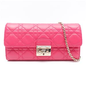 Dior Pink Cannage Wallet On Chain