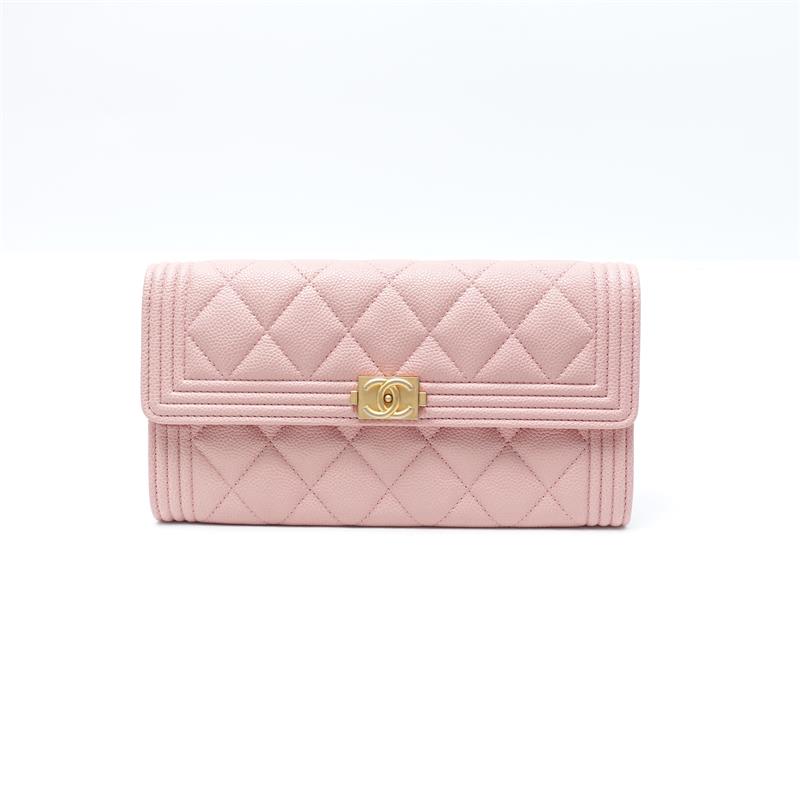 Pre-owned Chanel Leboy Pink Caviar Wallet