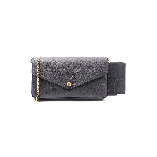 Pre-owned Louis Vuitton Felicie Black Calfskin Crossbody Bag