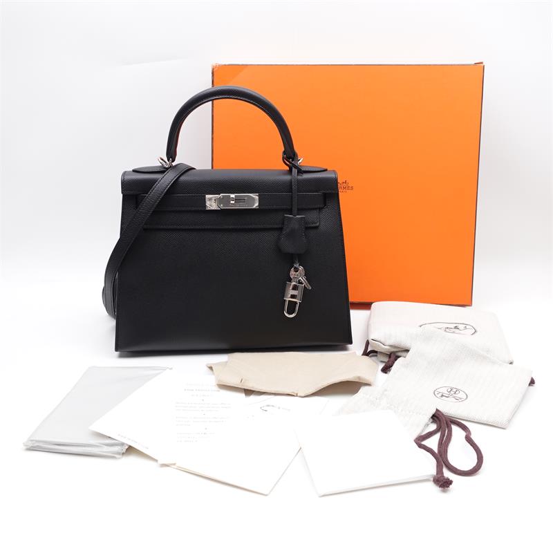 Pre-owned HERMES Black Kelly Calfskin Shoulder Bag