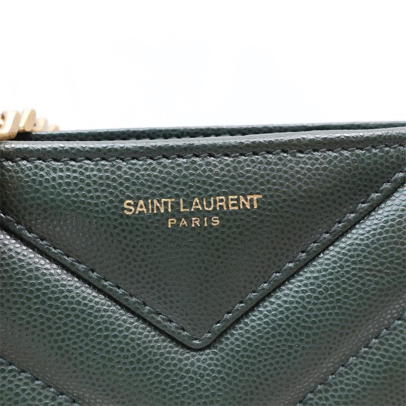 Pre-owned Saint Laurent Green Calfskin Shoulder Bag-TS