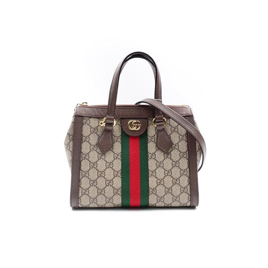 Pre-owned Gucci Ophidia Brown Coated Canvas Shoulder Bag