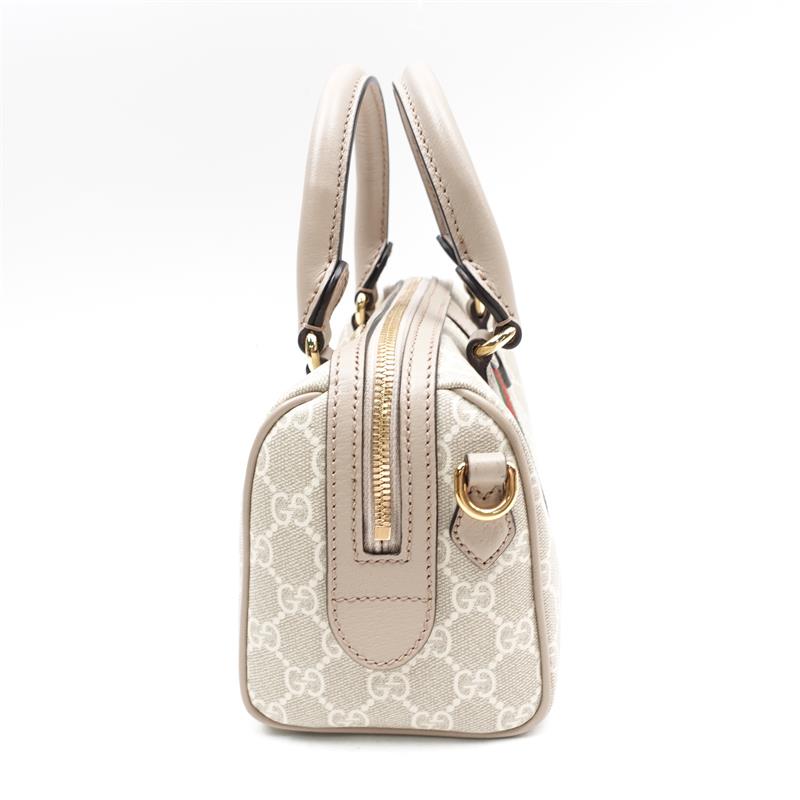 Pre-owned Gucci Ophidia Brown & White Coated Canvas Shoulder Bag