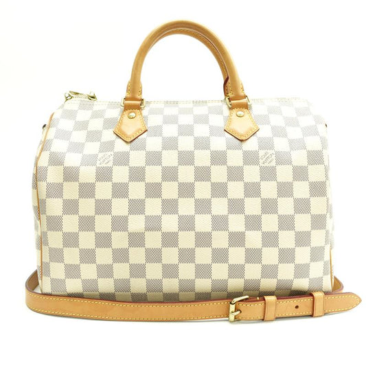 【DEAL】Pre-owned Louis Vuitton Speedy 30 White Coated Canvas Shoulder Bag-HZ