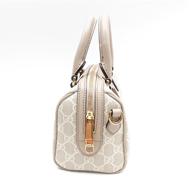 Pre-owned Gucci Ophidia Brown & White Coated Canvas Shoulder Bag