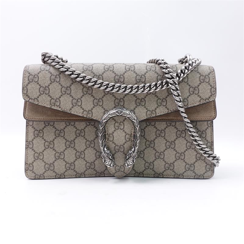 Pre-owned Gucci Dionysus Brown Coated Canvas Shoulder