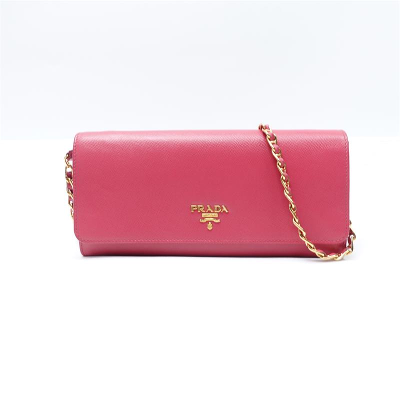 Pre-owned Prada WOC Pink Saffiano Calfskin Shoulder Bag