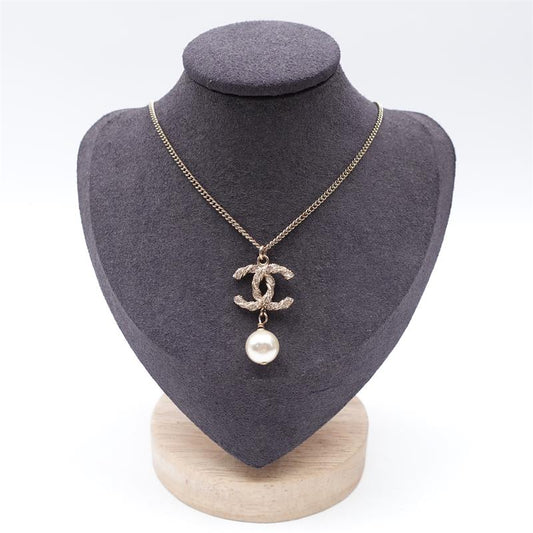【Deal】Pre-owned Chanel Golden Alloy Peal Necklaces-TS