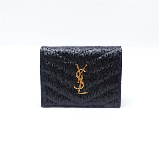 Saint Laurent Monogram Black Calfskin Short Wallet