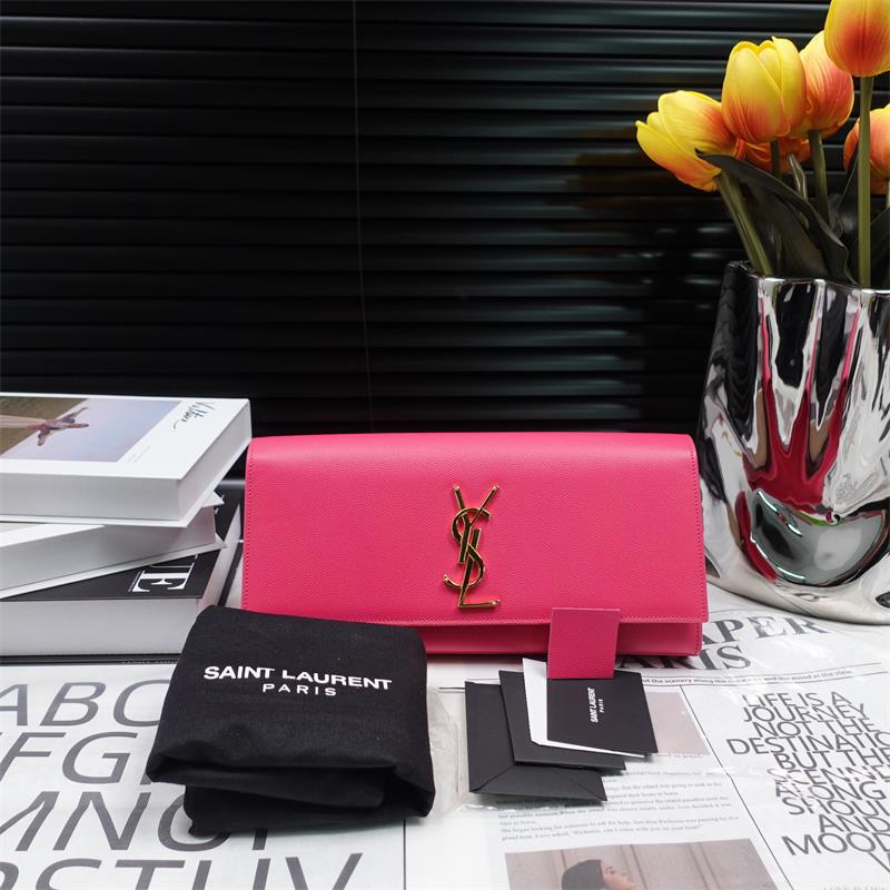 Pre-owned Saint Laurent Pink Calfskin Clutch