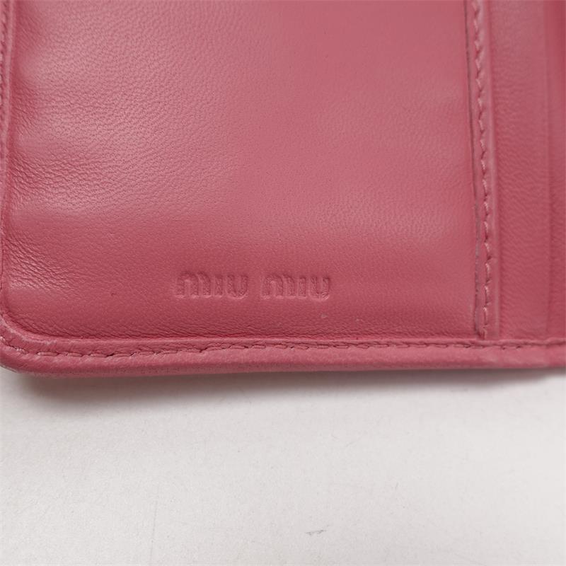 Pre-owned Miumiu Pink Calfskin Short Wallet -TS