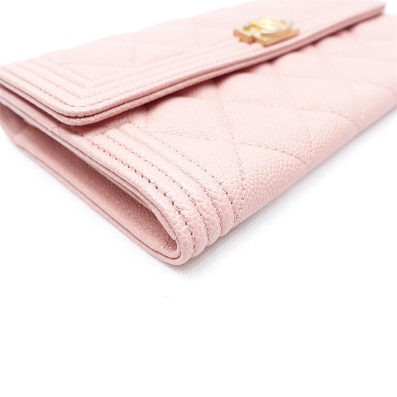 Pre-owned Chanel Leboy Pink Caviar Wallet