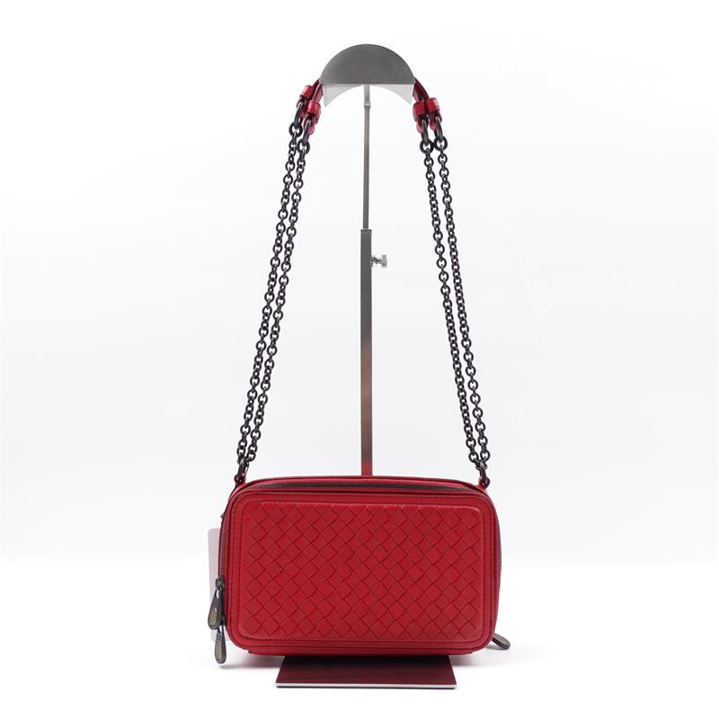 【DEAL】Bottega Veneta Red Calfskin Box Cross Body Bag