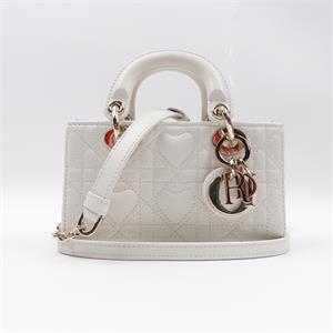 Dior Lady Mini White Lambskin Cross Body Bag -TS