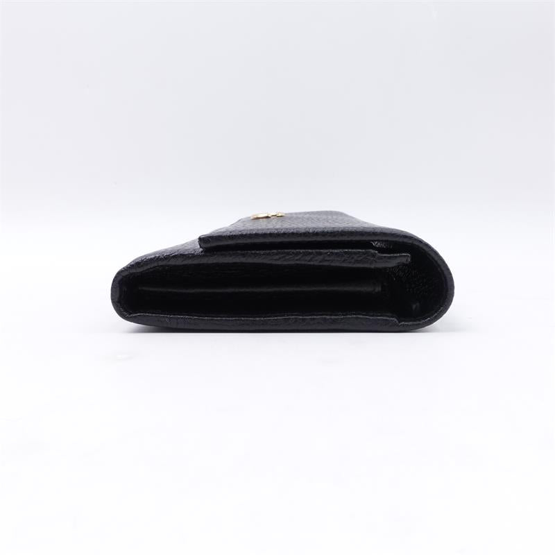 Pre-owned Gucci GG Black Caflskin Wallet