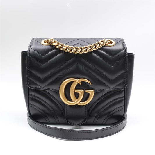 Pre-owned Gucci Marmont Black Calfskin Shoulder Bag