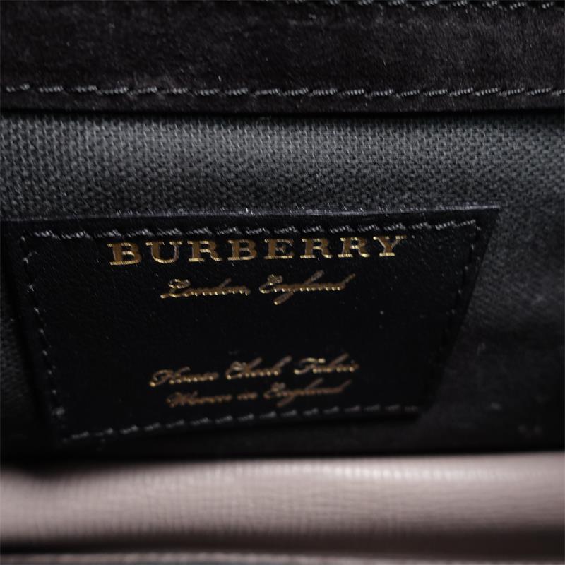 Pre-owned Burberry Macken Grey Canvas & Calfskin Shouler Bag - TS