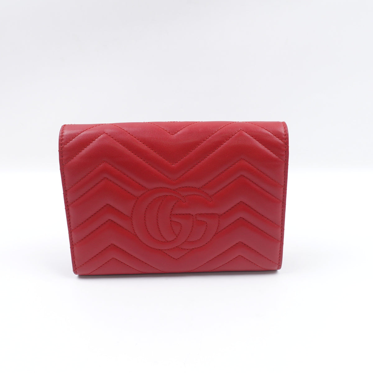 Pre-Owned Gucci GG Marmont Red Calfskin Leather Woc Bag T10413543