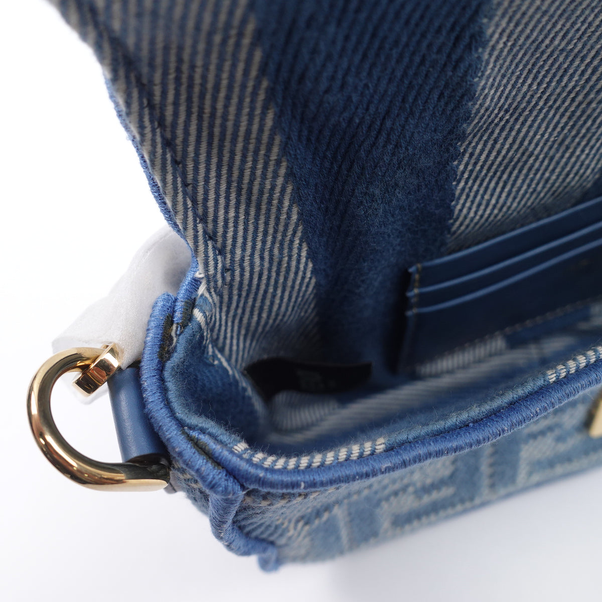 Pre-Owned Fendi Baguette Blue Denim Shoulder Bag T10415060