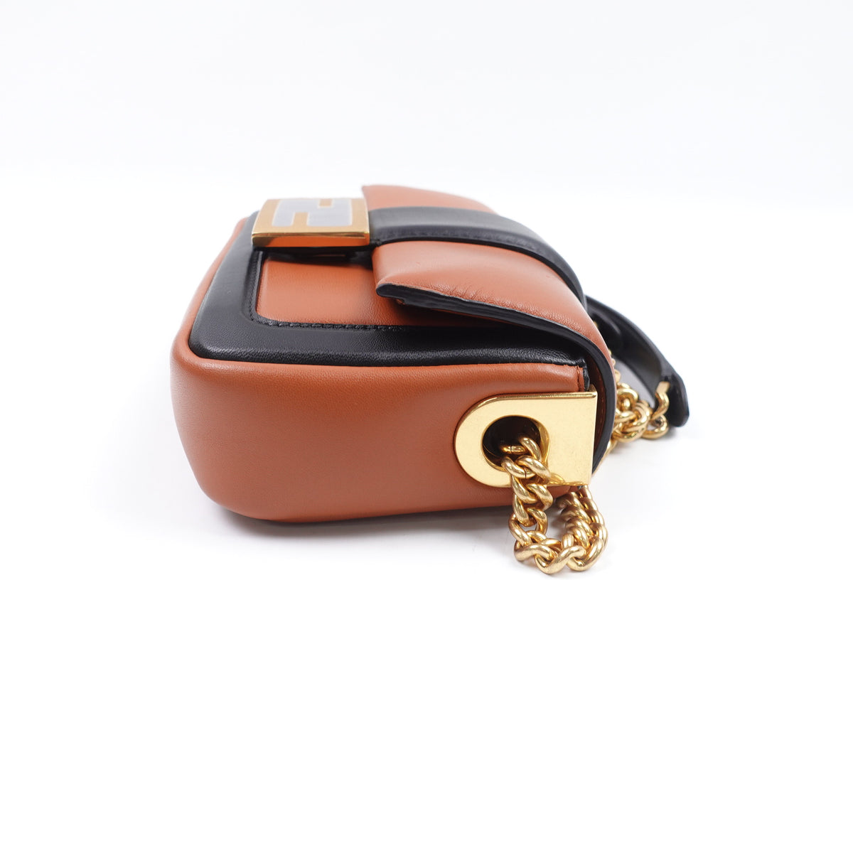 【DEAL】Pre-Owned Fendi Baguette Brown&Black Lambskin Leather Shoulder Bag