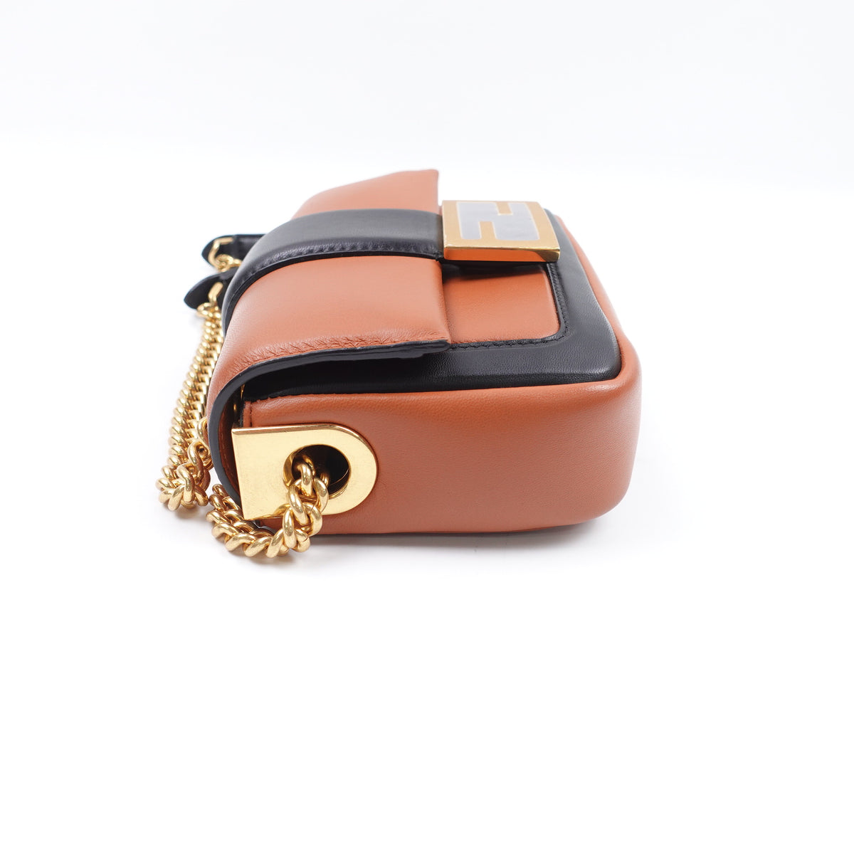 【DEAL】Pre-Owned Fendi Baguette Brown&Black Lambskin Leather Shoulder Bag