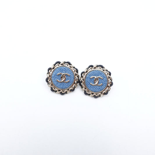 Pre-Owned Chanel Blue Denim Earrings T10415051