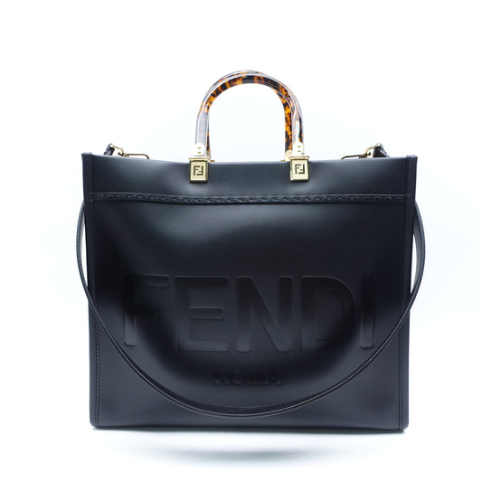 Fendi Sunshine Medium Black Calfskin Leather Shoulder Bag T10414954