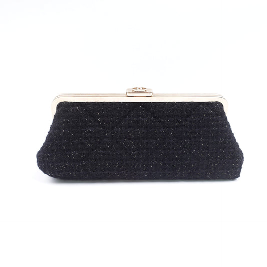 Chanel Black Tweed Clutch T10415653
