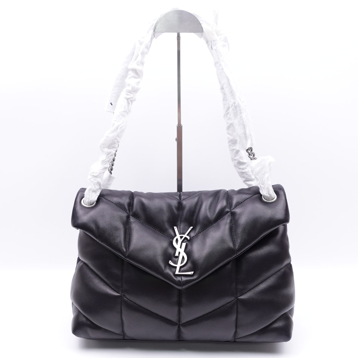 Pre-Owned Saint Laurent Puffer Black Lambskin Leather Shoulder Bag T10416791