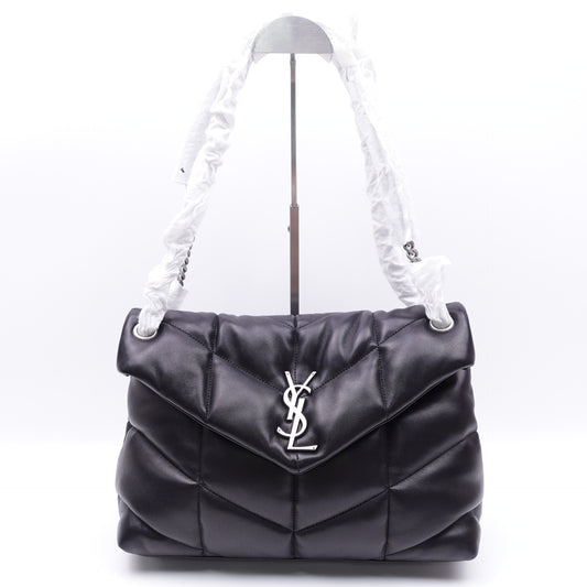 Pre-Owned Saint Laurent Puffer Black Lambskin Leather Shoulder Bag T10416791