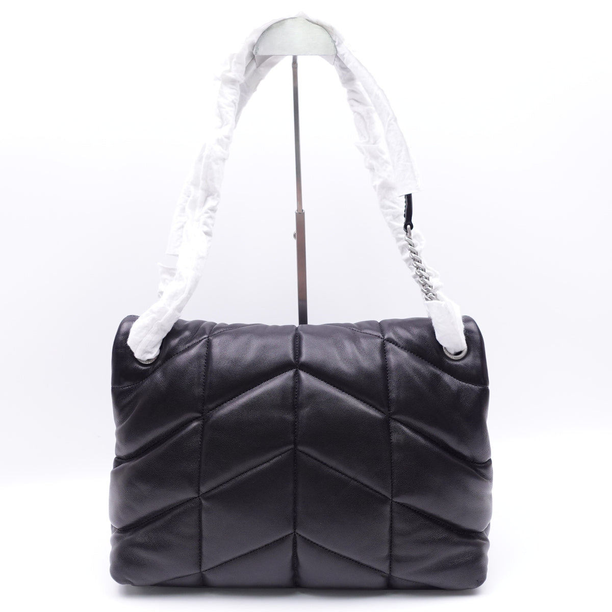 Pre-Owned Saint Laurent Puffer Black Lambskin Leather Shoulder Bag T10416791